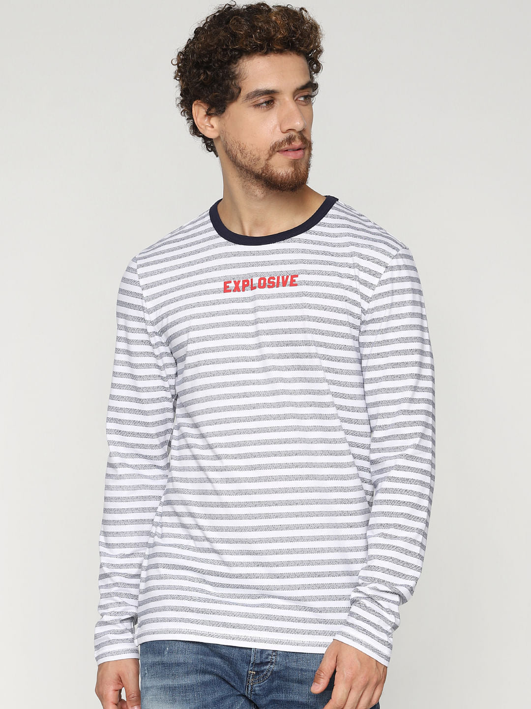 White Striped Crew Neck T-Shirt
