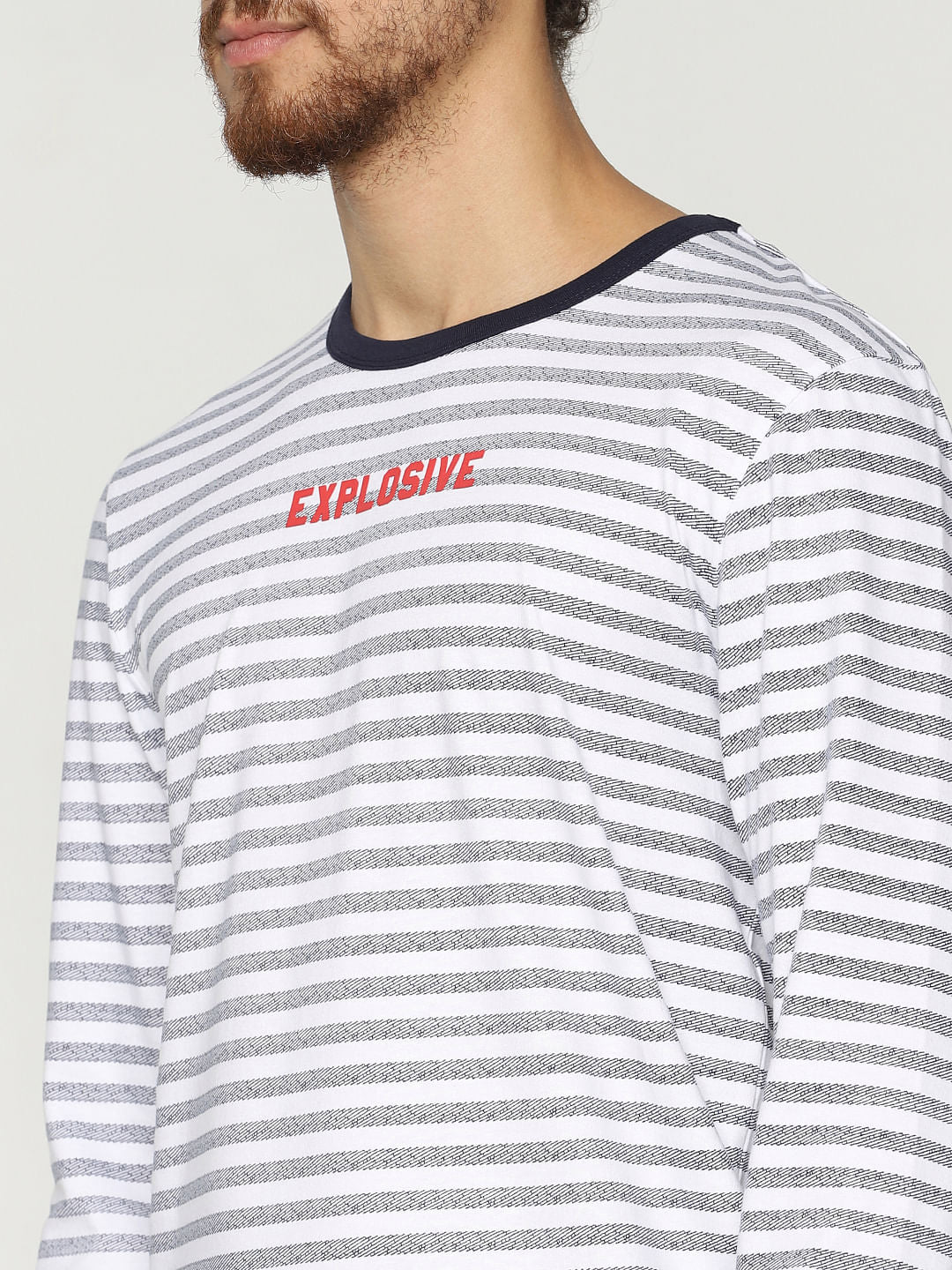 White Striped Crew Neck T-Shirt