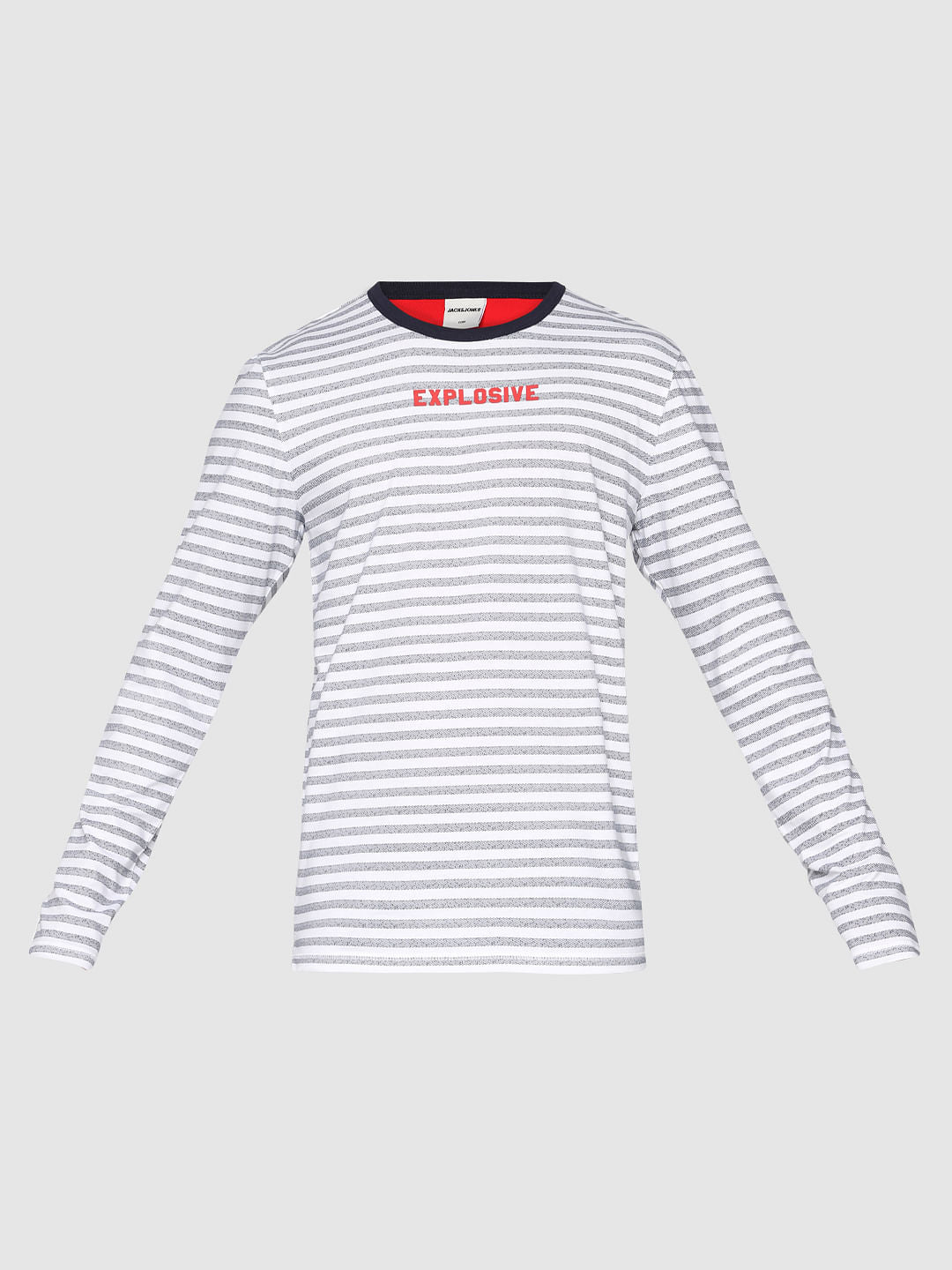 White Striped Crew Neck T-Shirt