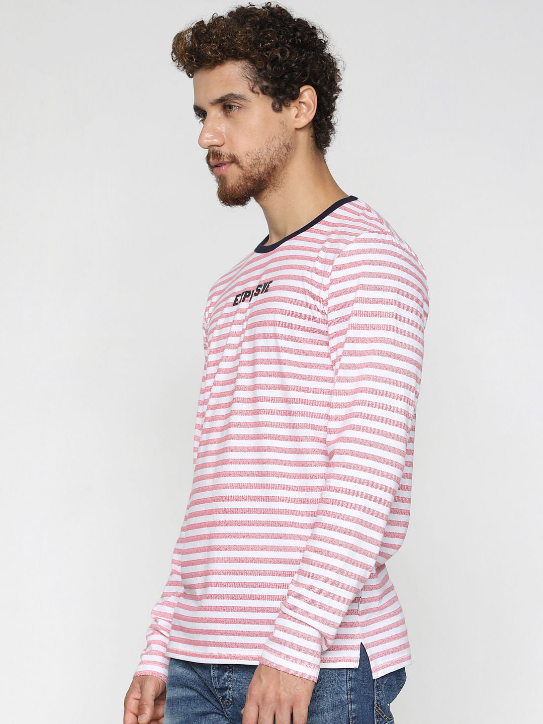 Red Striped Crew Neck T-Shirt