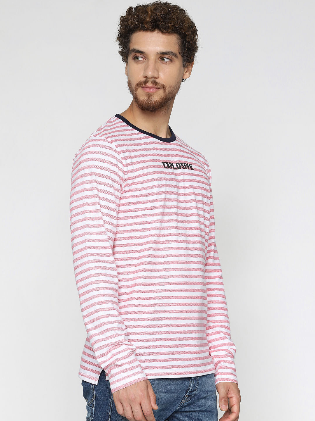 Red Striped Crew Neck T-Shirt