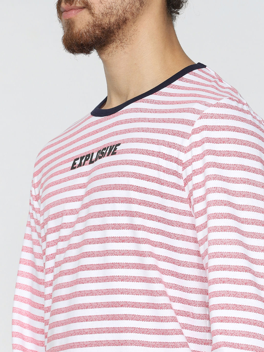 Red Striped Crew Neck T-Shirt