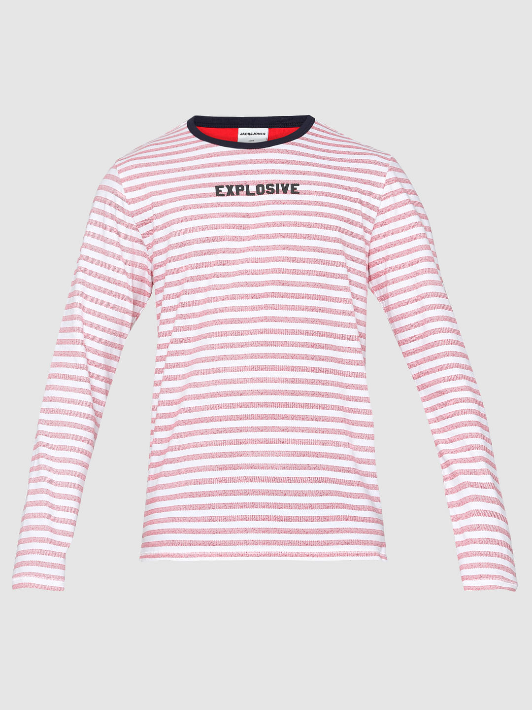 Red Striped Crew Neck T-Shirt