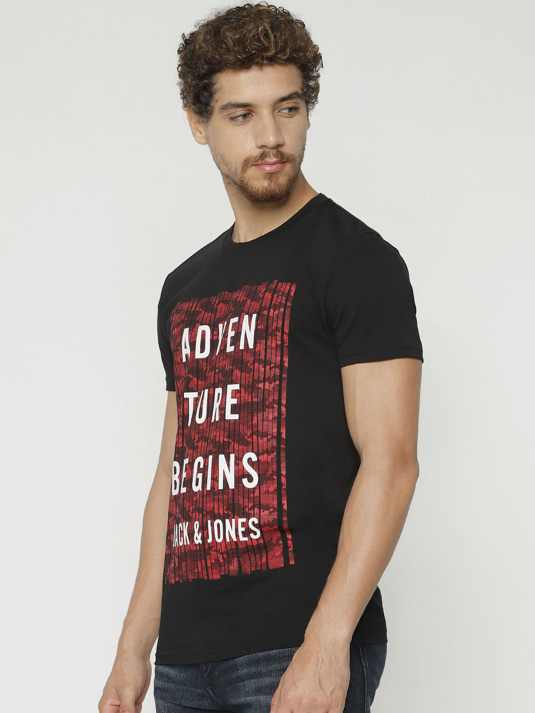 Black Graphic Print Crew Neck T-Shirt