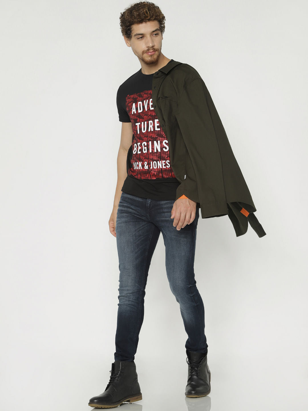 Black Graphic Print Crew Neck T-Shirt