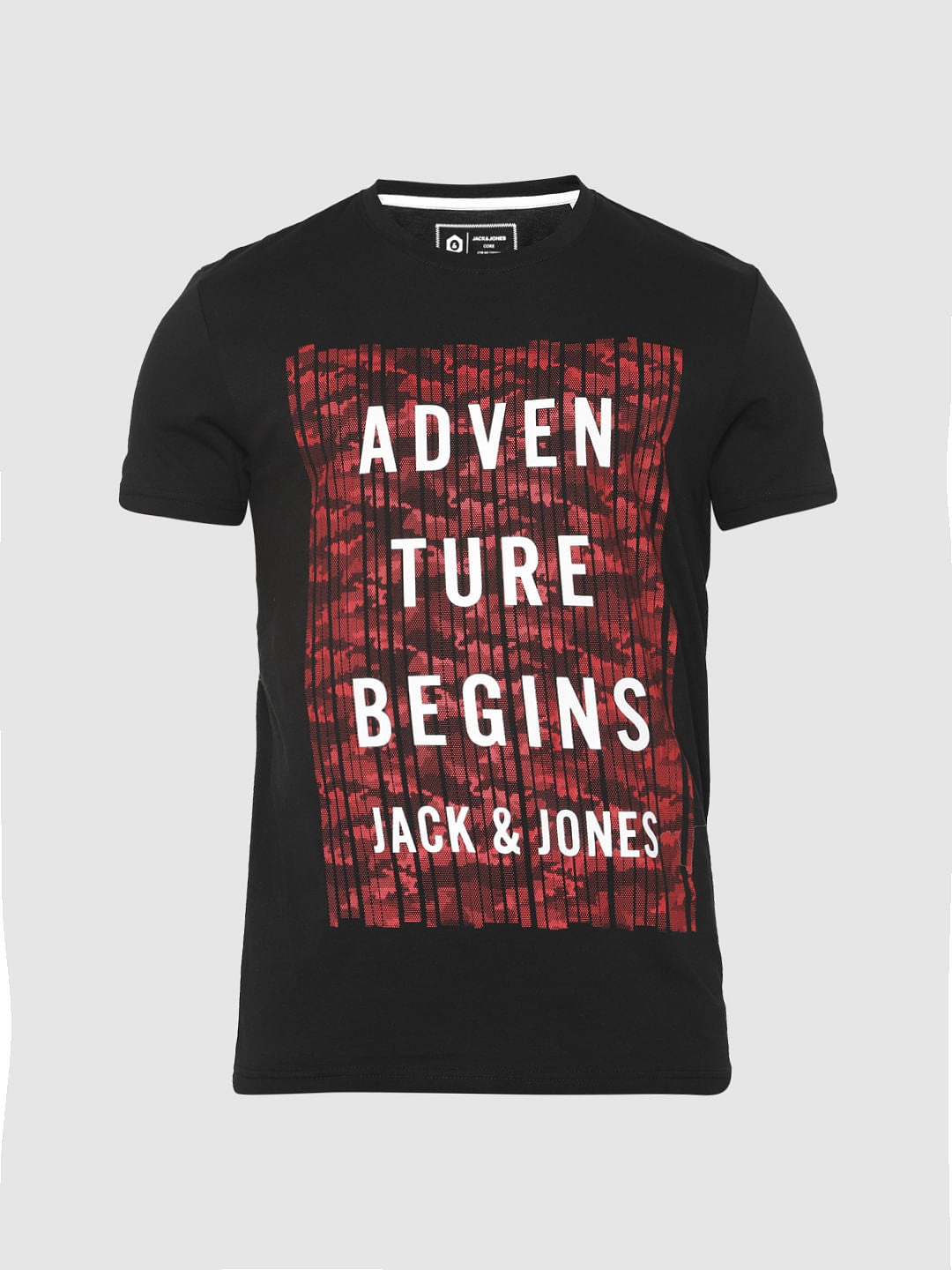 Black Graphic Print Crew Neck T-Shirt