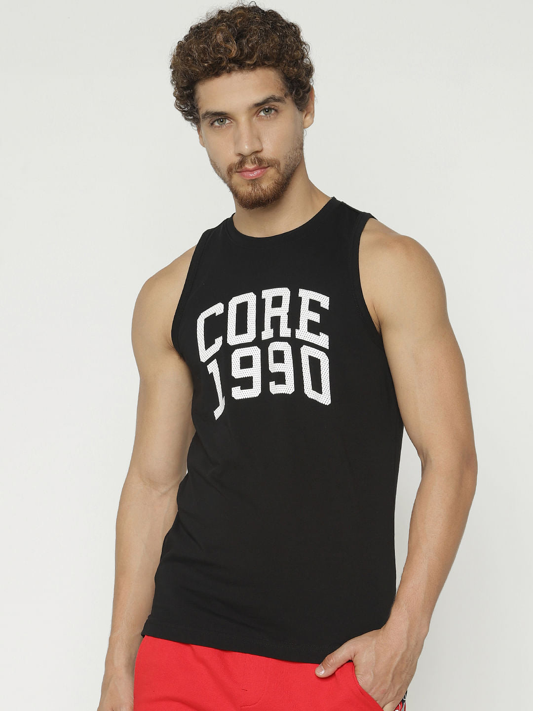 Black Text Print Tank Top