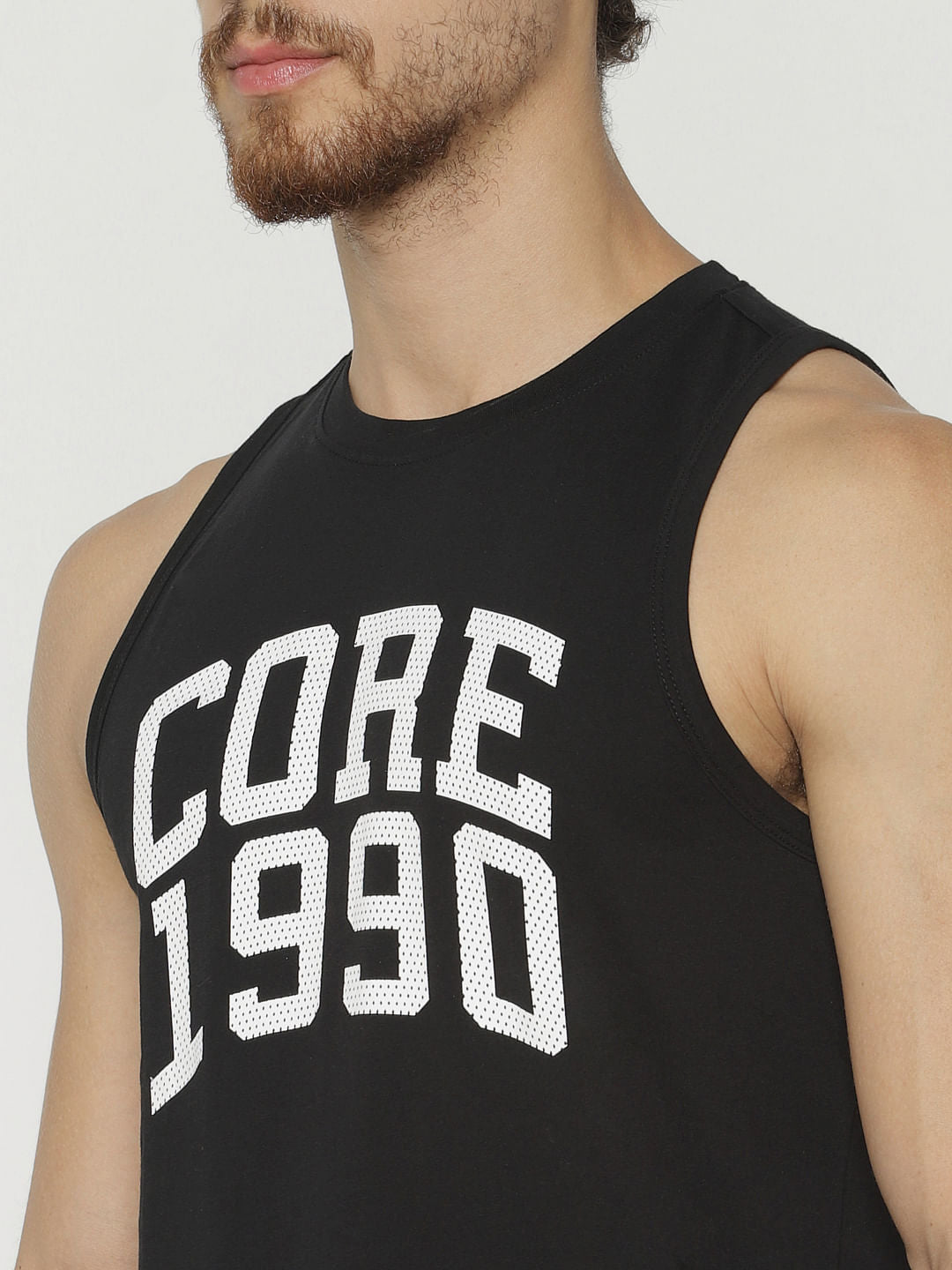 Black Text Print Tank Top