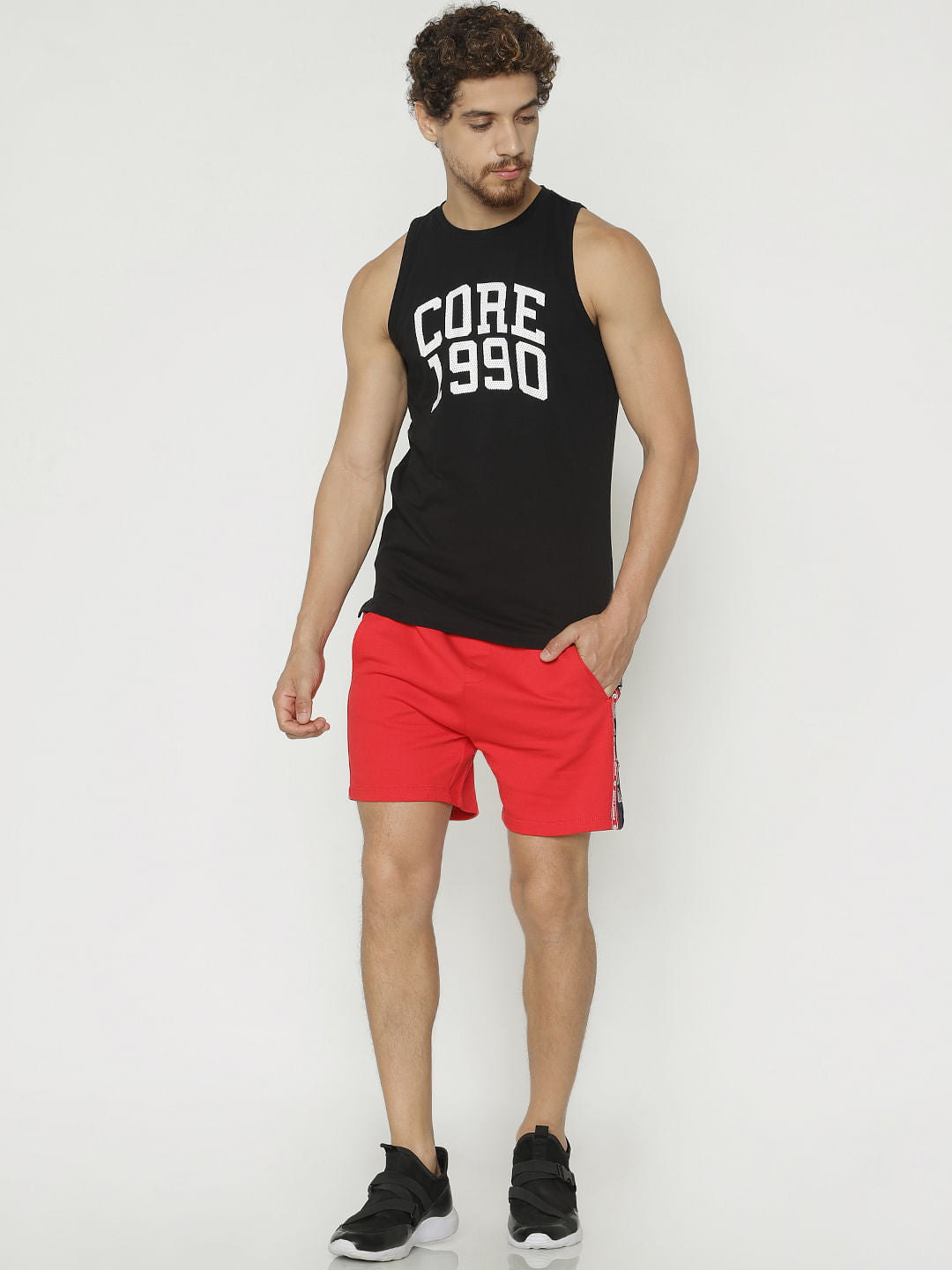 Black Text Print Tank Top