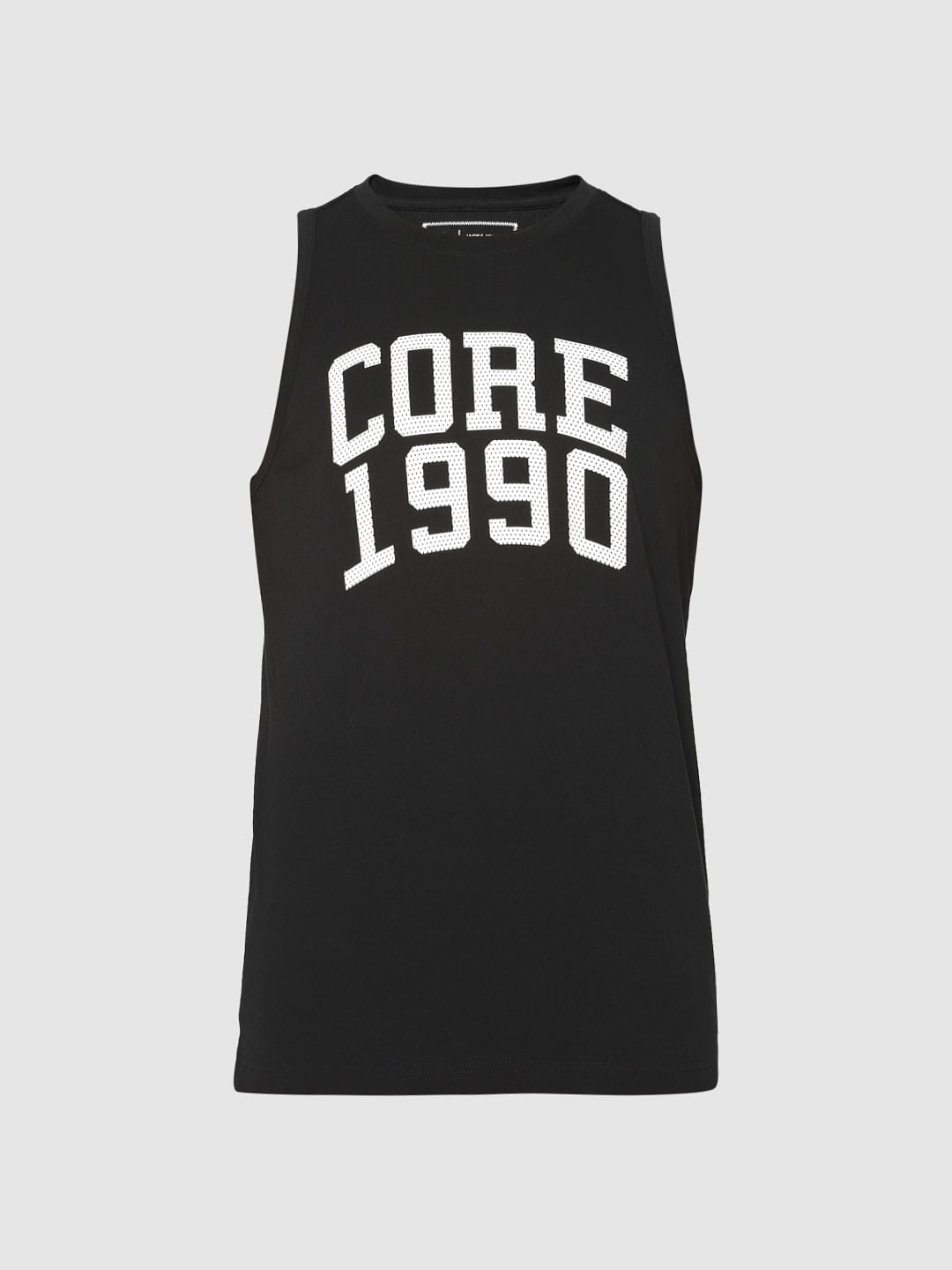 Black Text Print Tank Top