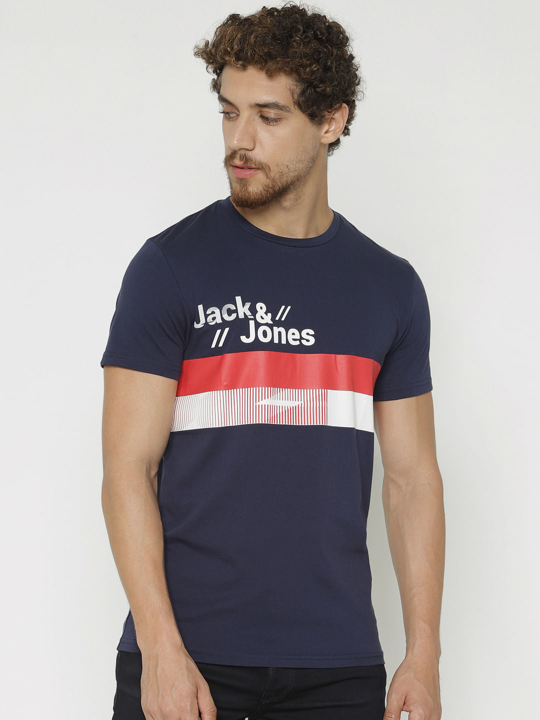 Blue Graphic Print Crew Neck T-Shirt