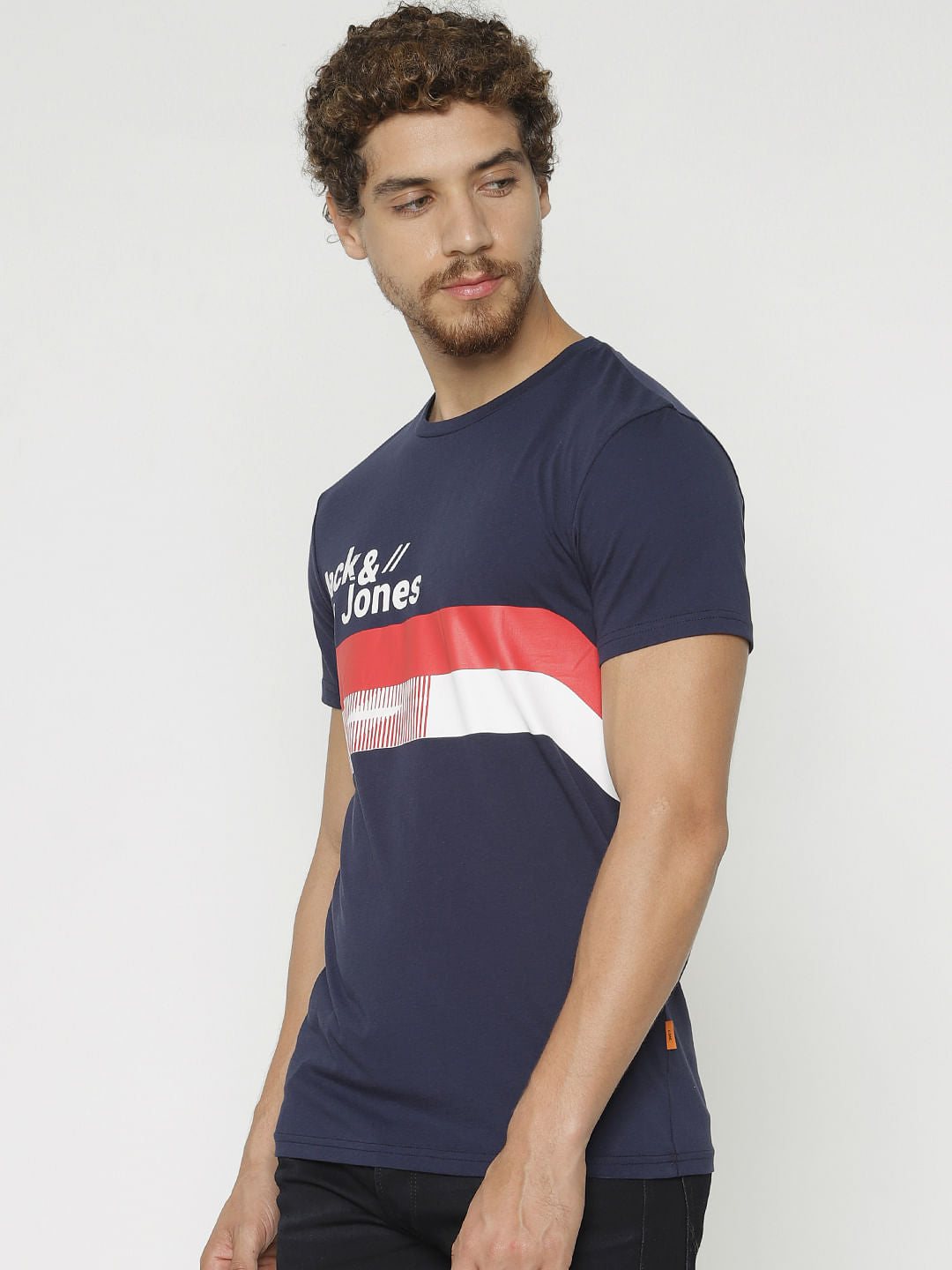 Blue Graphic Print Crew Neck T-Shirt