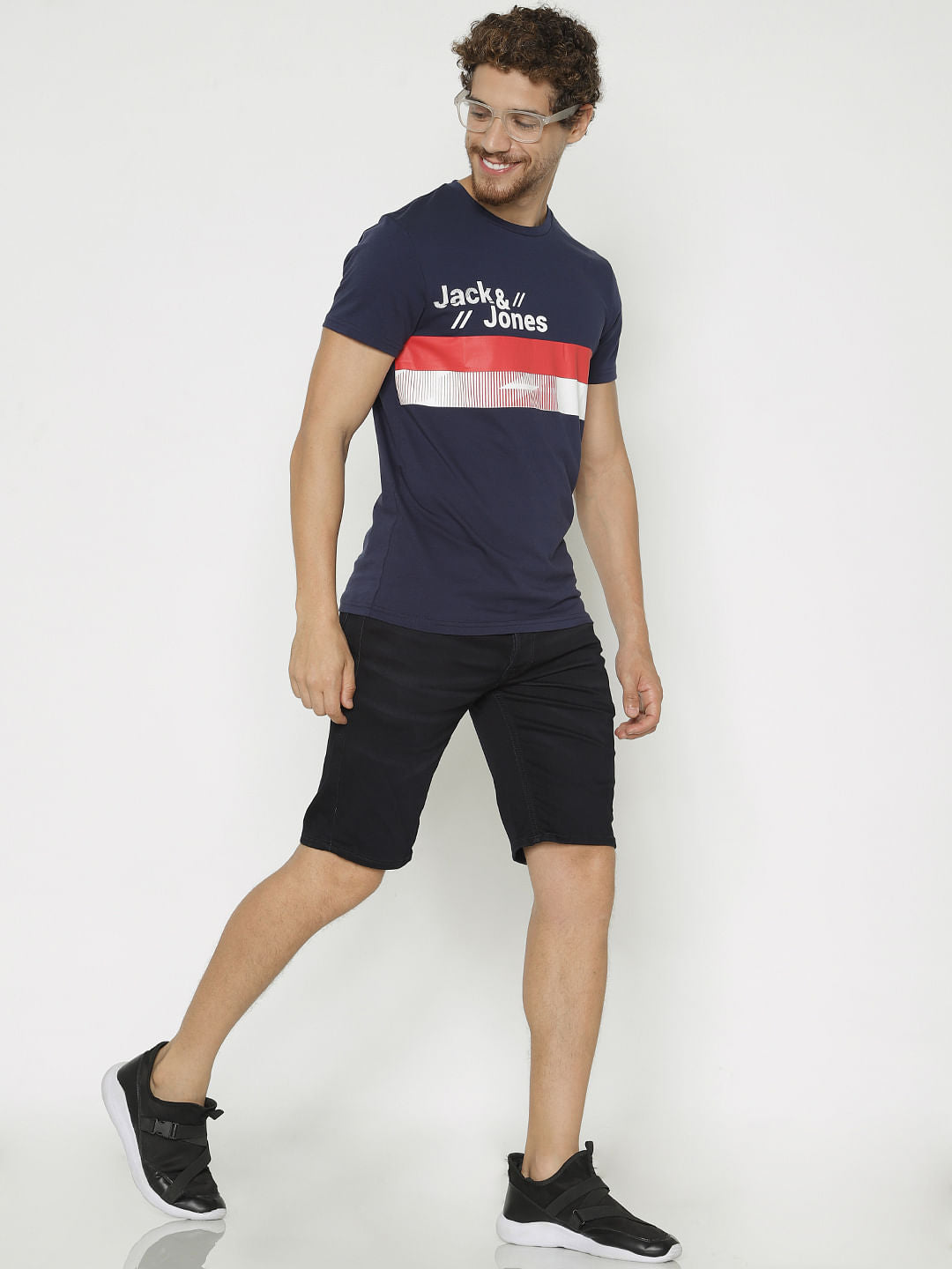 Blue Graphic Print Crew Neck T-Shirt