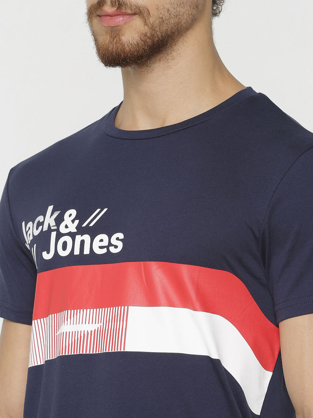 Blue Graphic Print Crew Neck T-Shirt