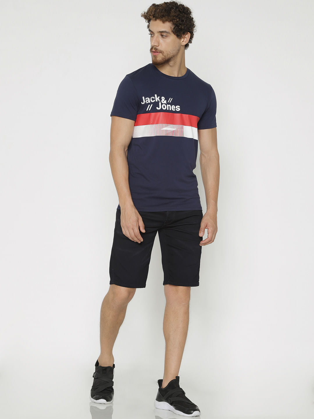 Blue Graphic Print Crew Neck T-Shirt