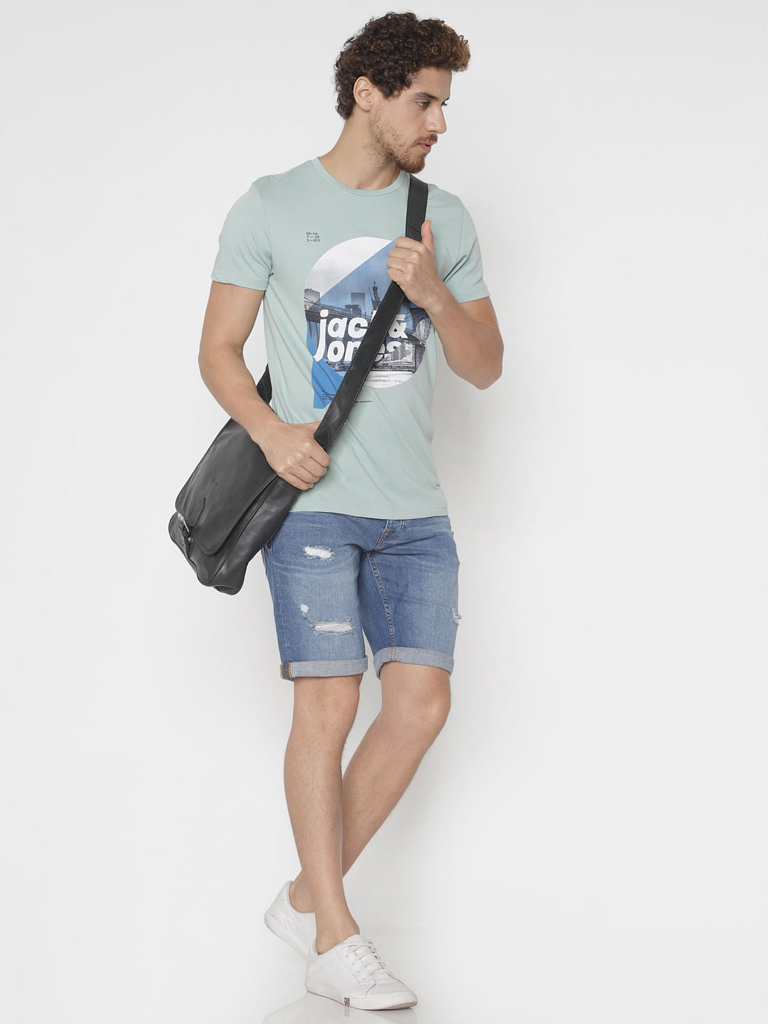 Blue Graphic Print Crew Neck T-Shirt
