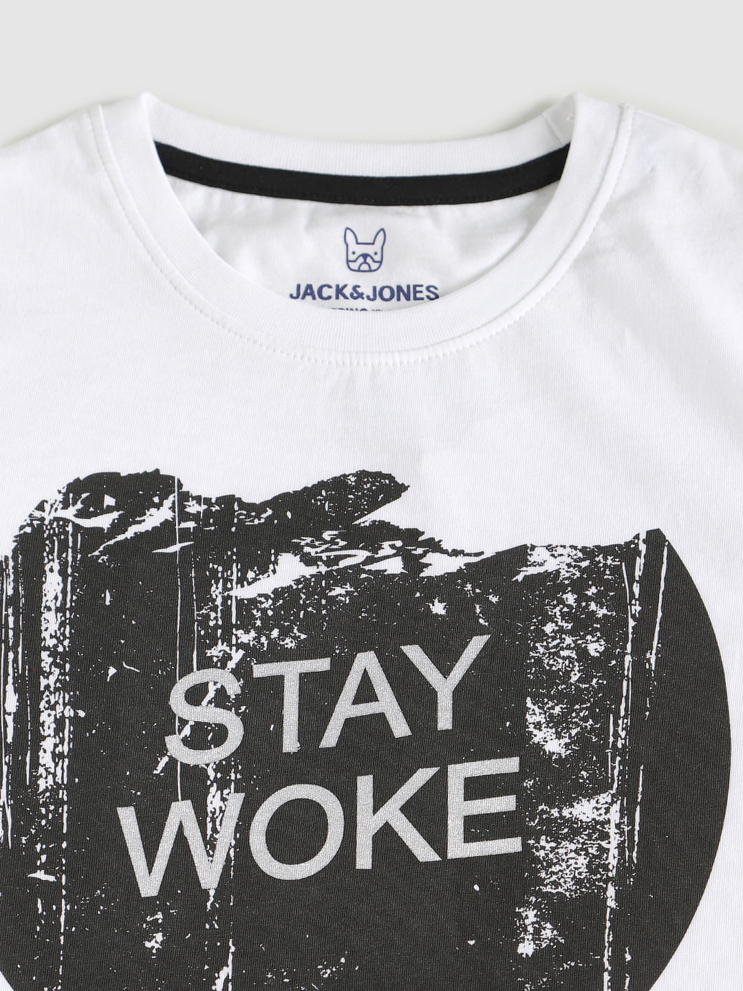 Boys White Graphic Print Crew Neck T-Shirt