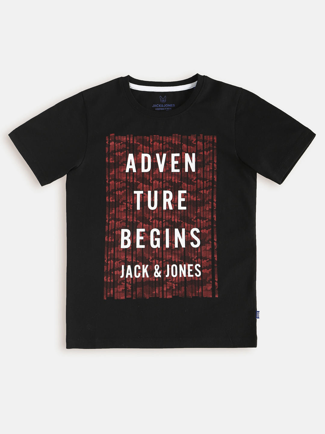 Boys Black Slogan Print Crew Neck T-shirt - 128/8Y