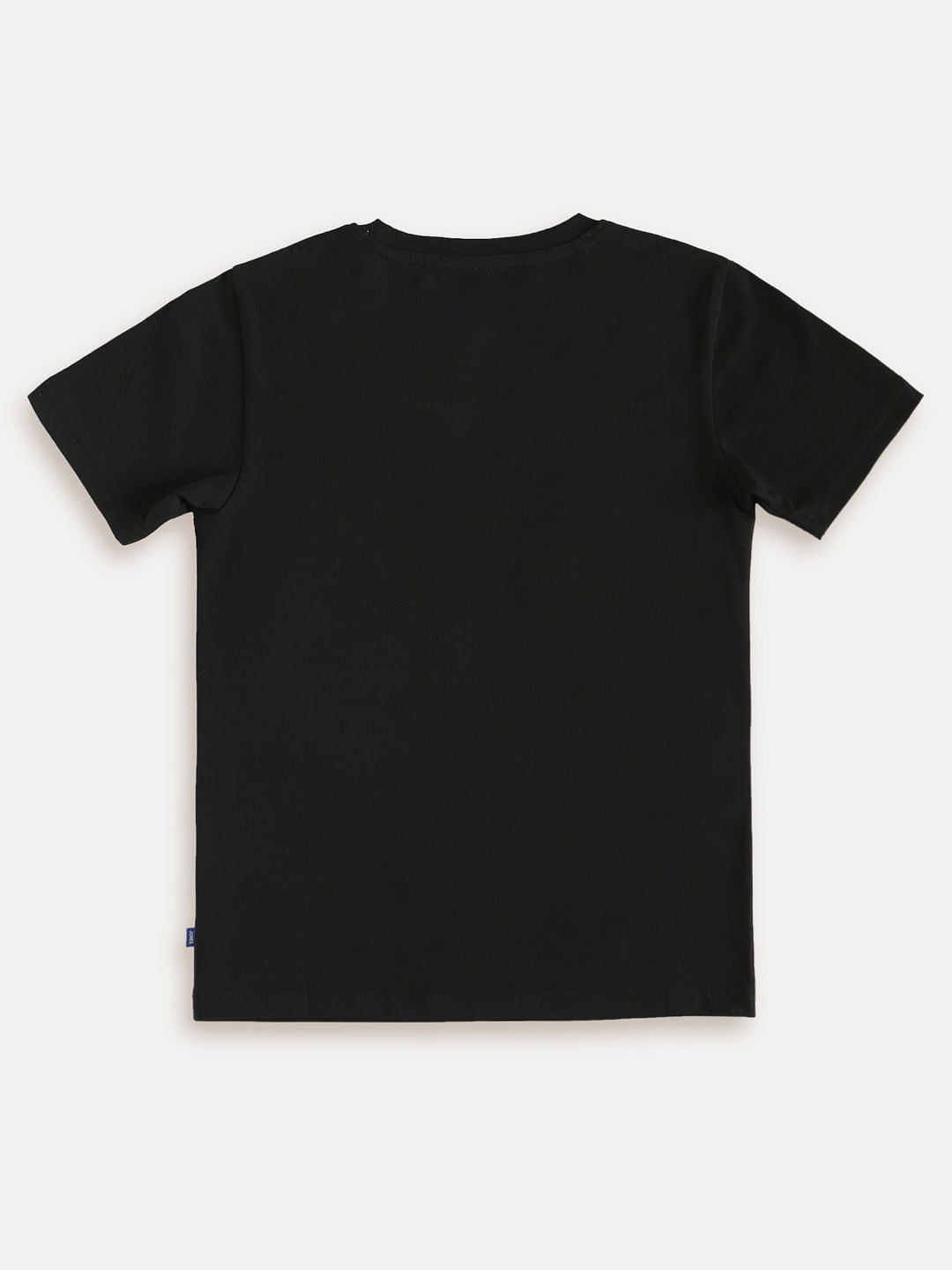 Boys Black Slogan Print Crew Neck T-shirt