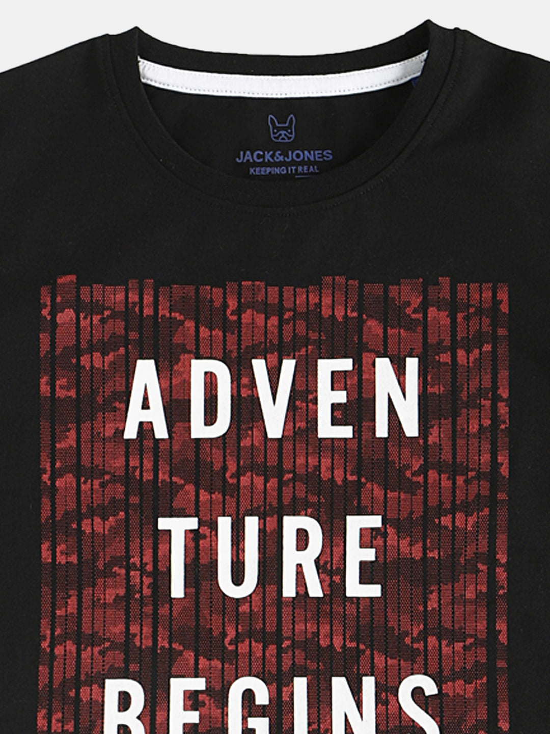 Boys Black Slogan Print Crew Neck T-shirt