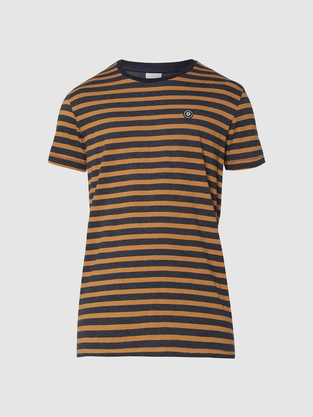 Brown Striped Crew Neck T-Shirt