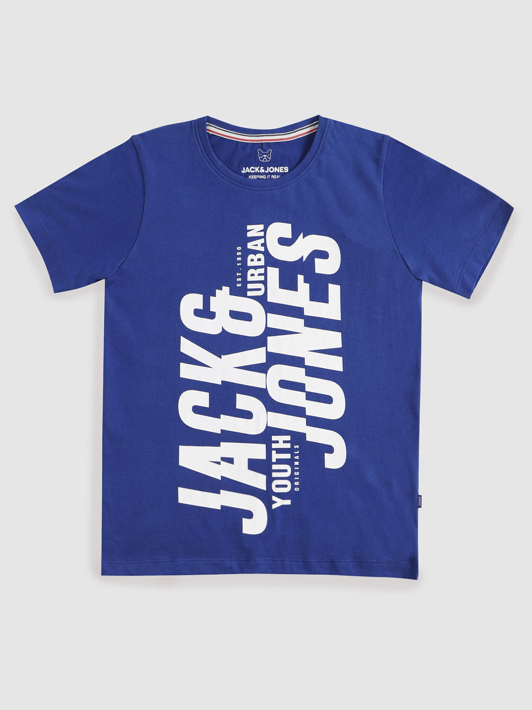 Boys Blue Text Print Crew Neck T-Shirt - 128/8Y