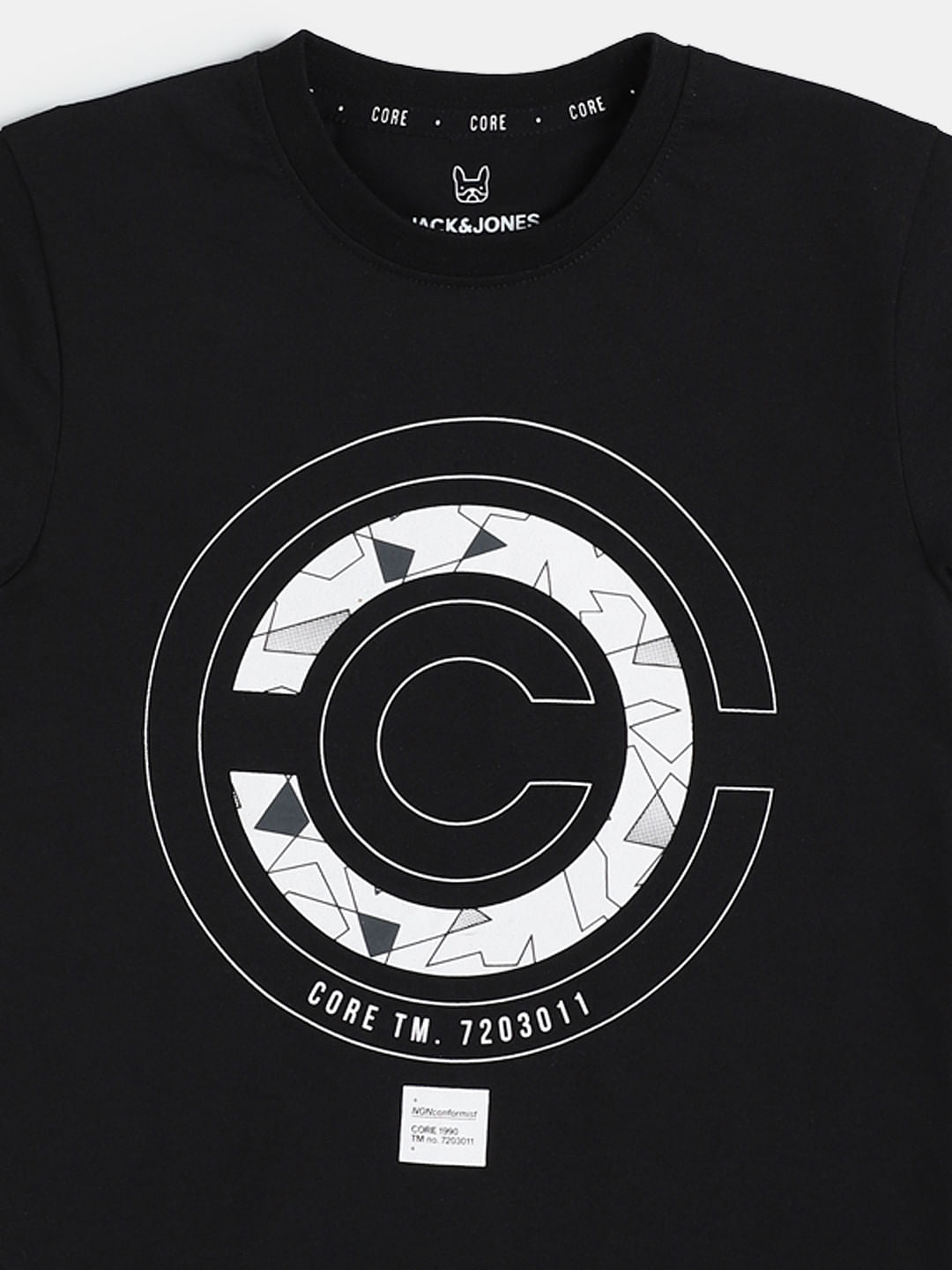 Boys Black Graphic Print Crew Neck T-shirt