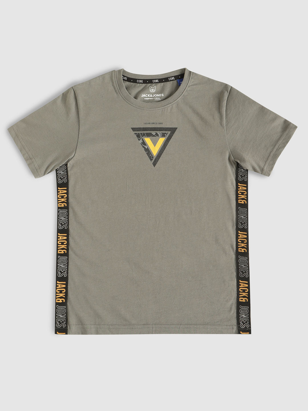 Boys Grey Tape Detail Crew Neck T-Shirt