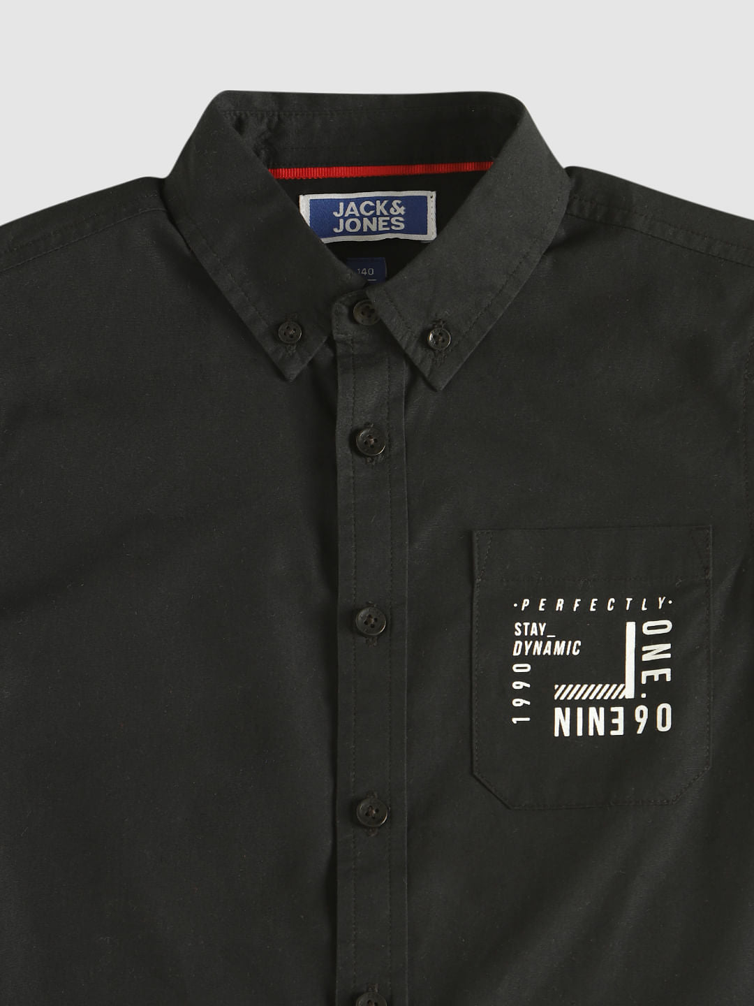 Boys Black Back Text Print Shirt