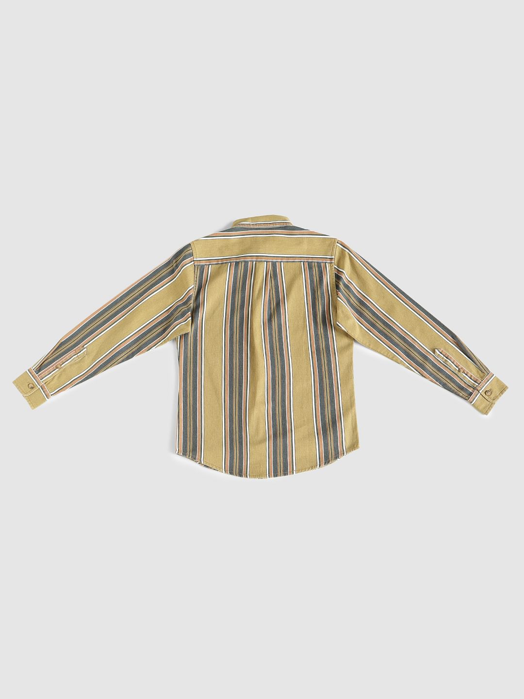 Boys Yellow Striped Full Sleeves Shirt