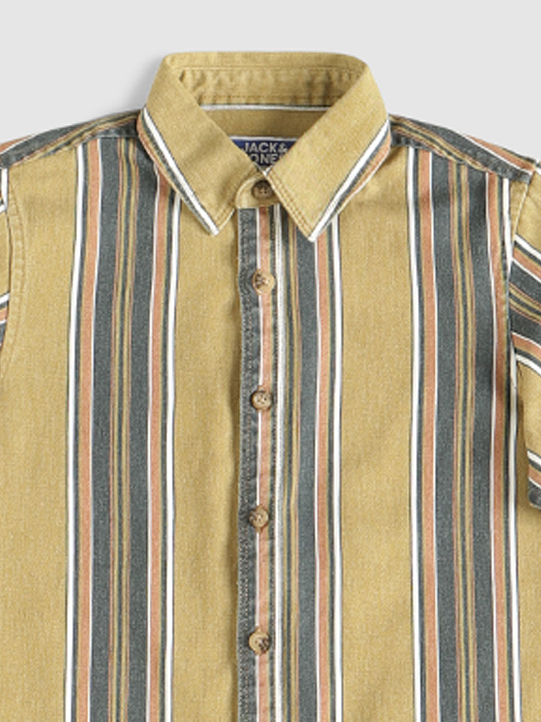 Boys Yellow Striped Full Sleeves Shirt