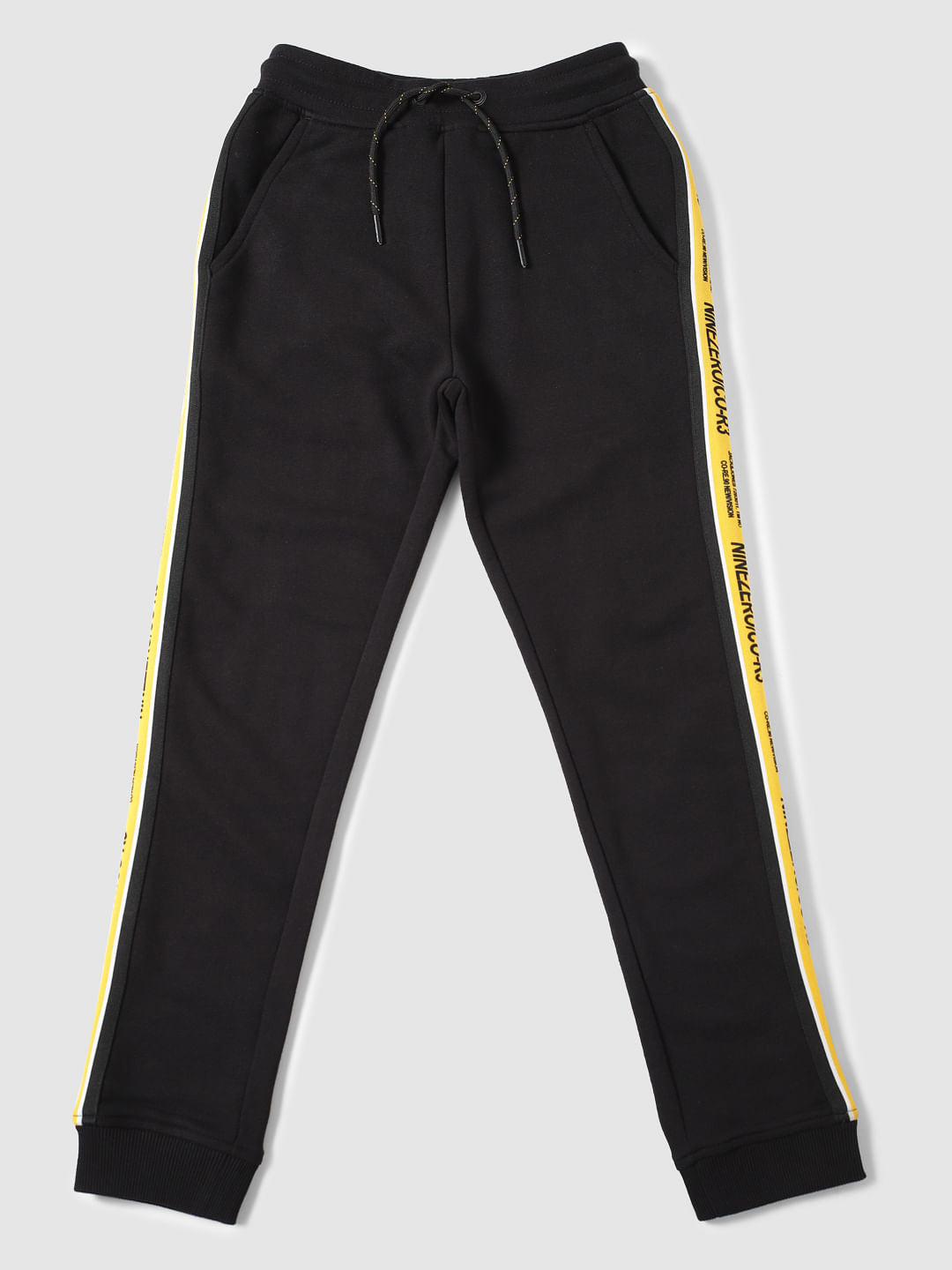 Boys Black Mid Rise Tape Detail Sweatpants - 128/8Y