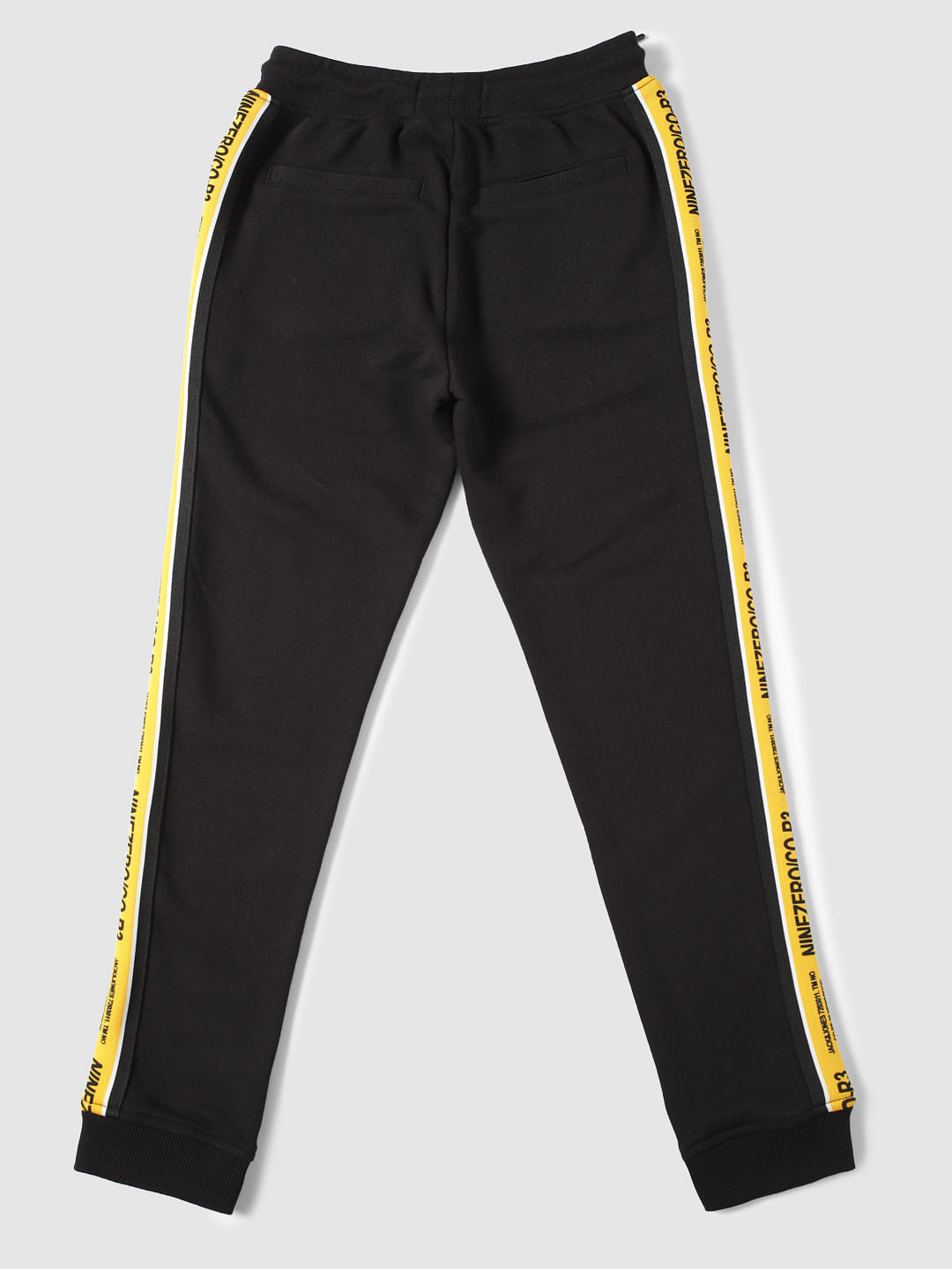 Boys Black Mid Rise Tape Detail Sweatpants