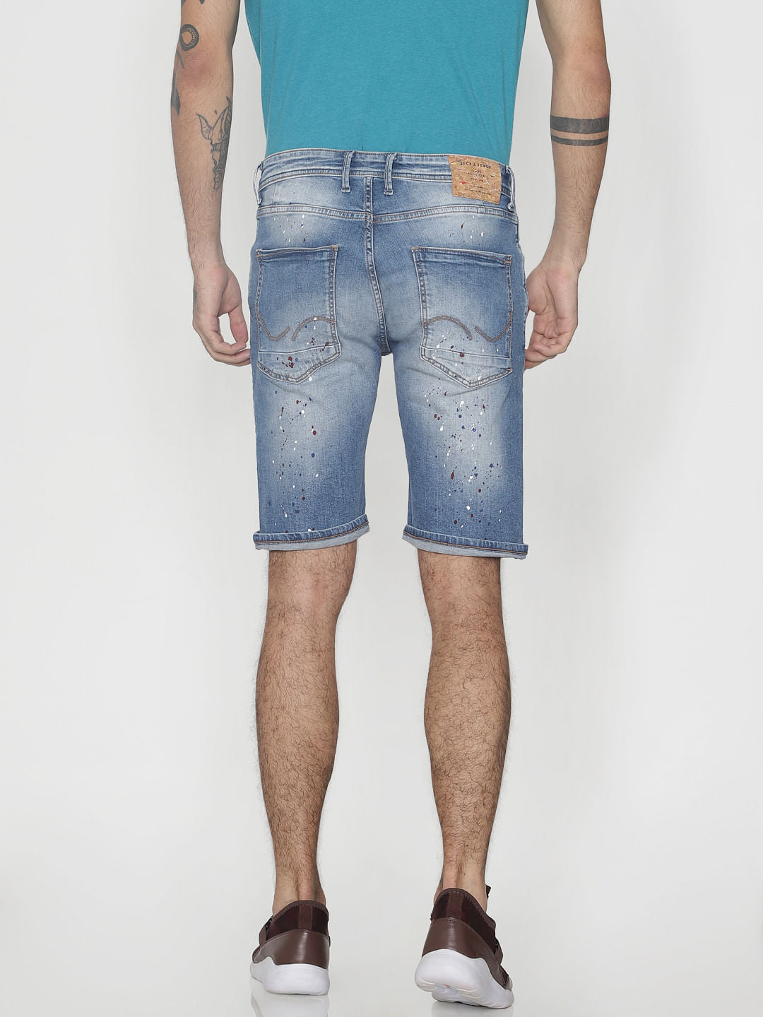 Light Blue Distressed Denim Shorts