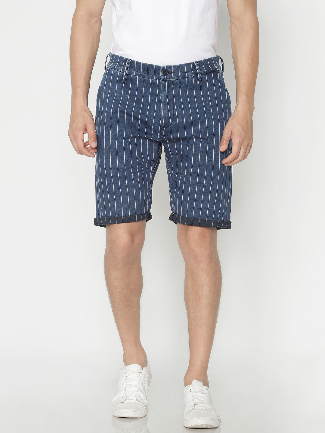 Blue Striped Shorts - S