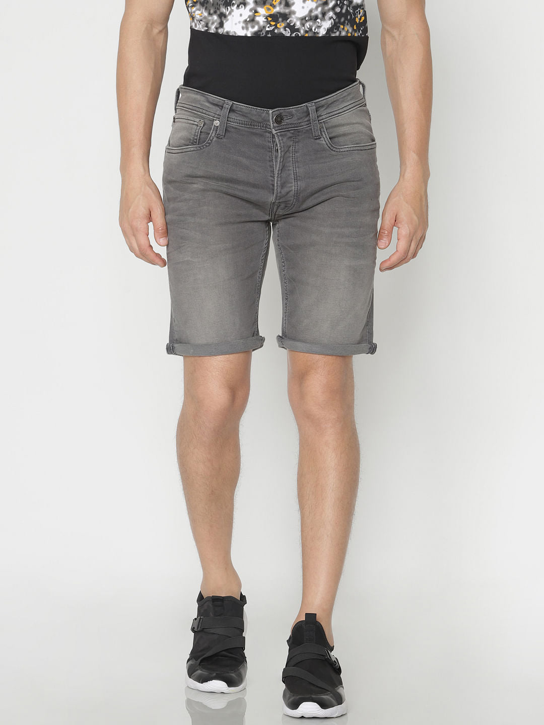 Grey Denim Shorts - S