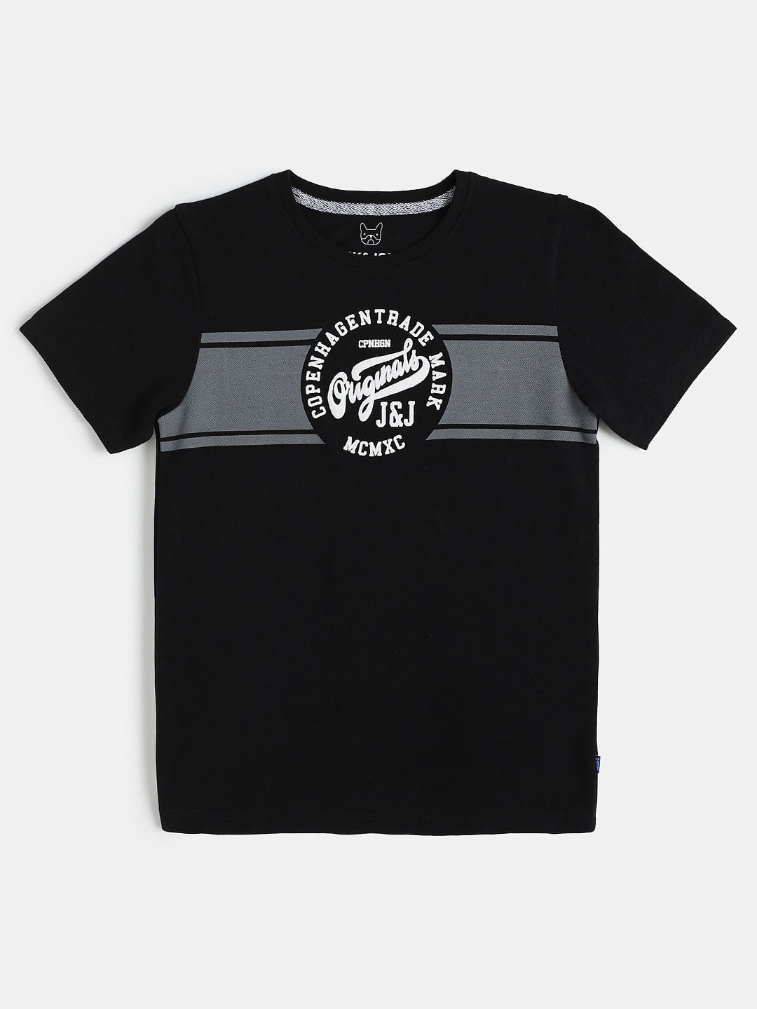 Boys Black Graphic Print Crew Neck T-shirt - 128/8Y
