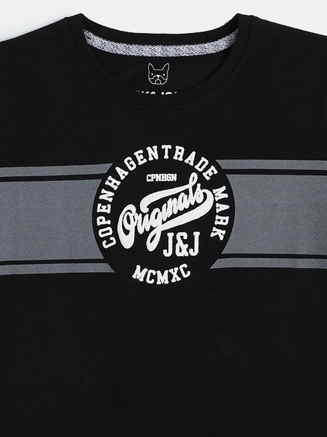 Boys Black Graphic Print Crew Neck T-shirt