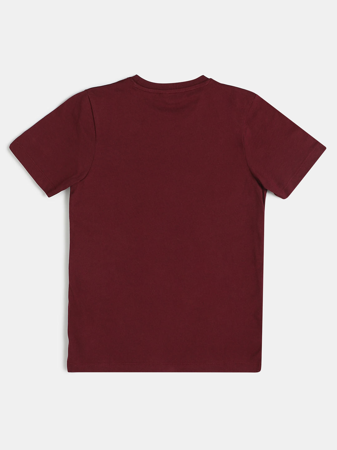 Boys Maroon Graphic Print Crew Neck T-shirt