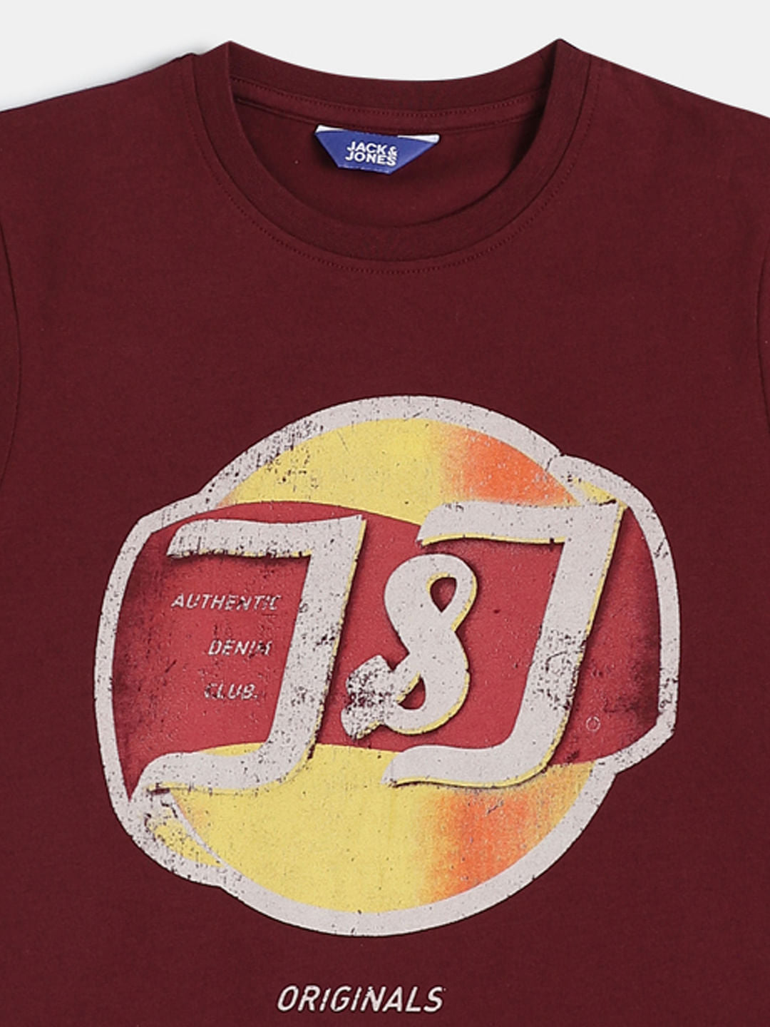 Boys Maroon Graphic Print Crew Neck T-shirt