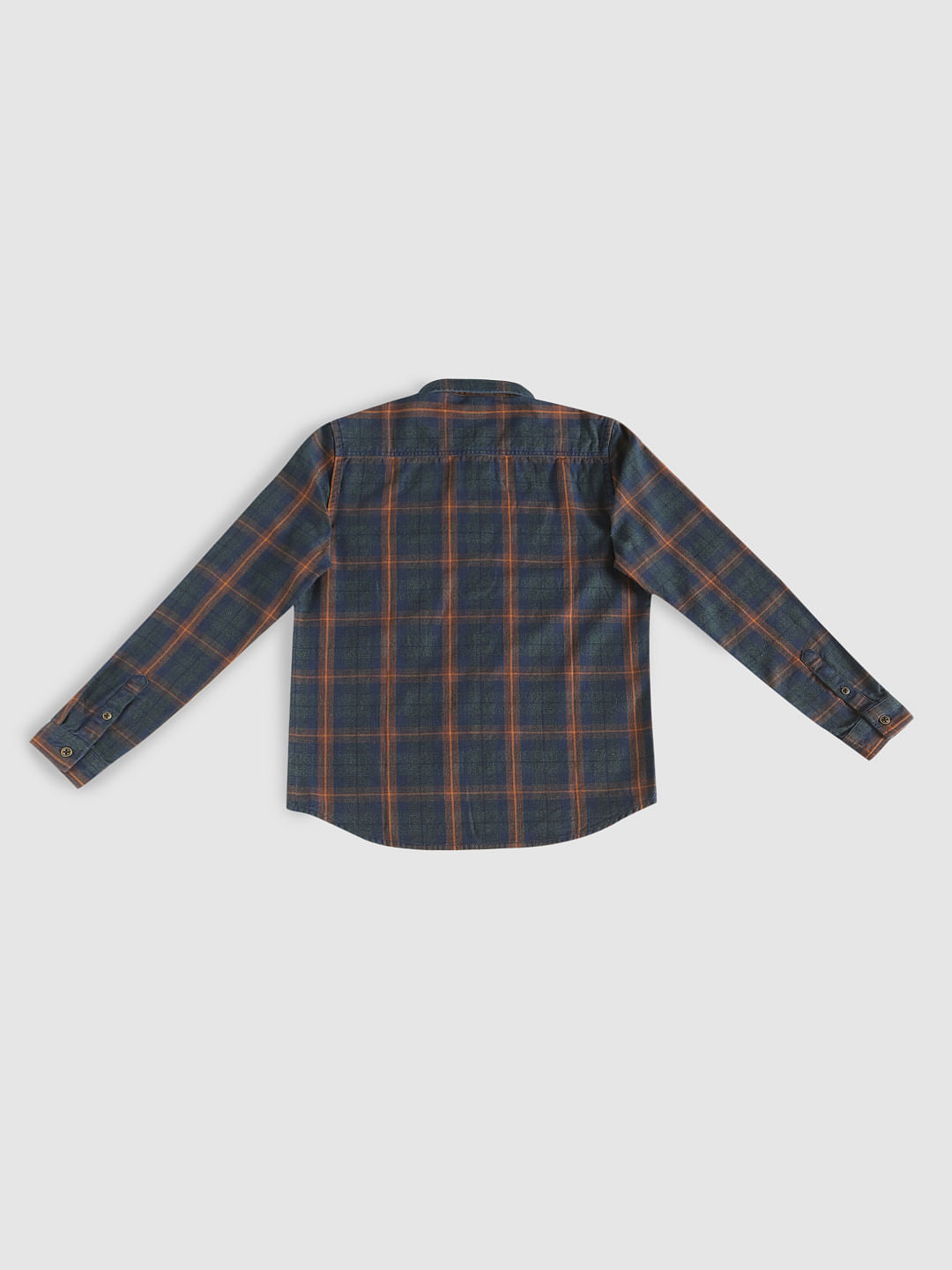 Boys Dark Blue Check Full Sleeves Shirt