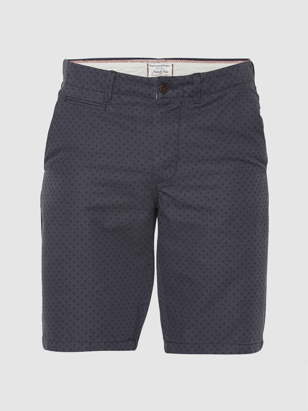 Blue Printed Chino Shorts