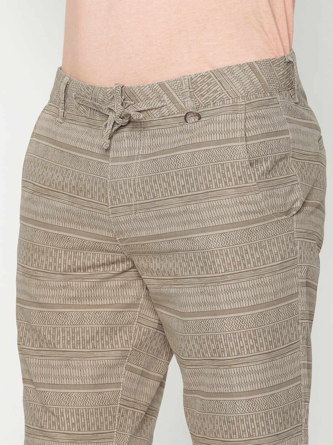 Brown Printed Chino Shorts