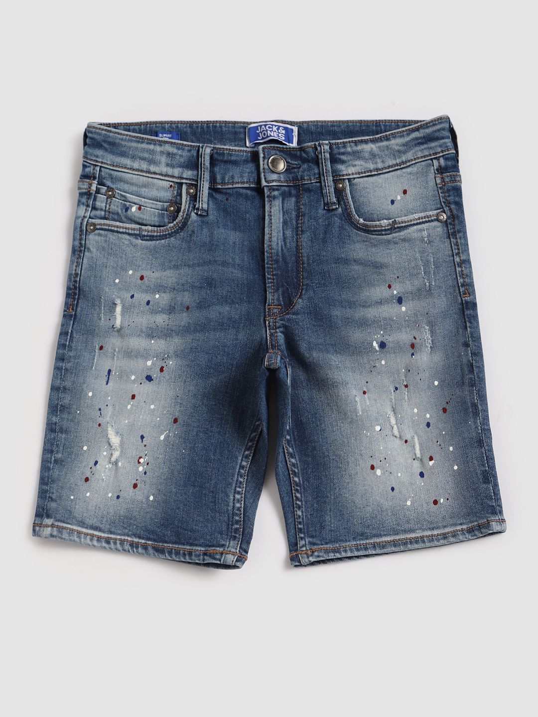Boys Blue Printed Denim Shorts - 128/8Y