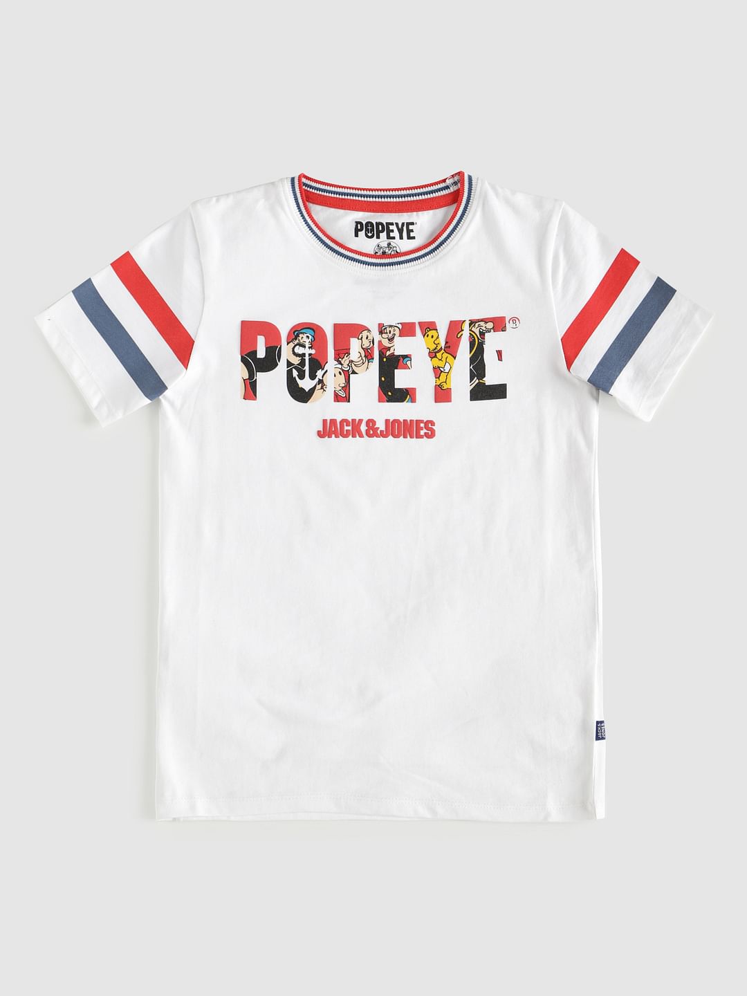 Boys X Popeye White Printed Crew Neck T-Shirt - 128/8Y
