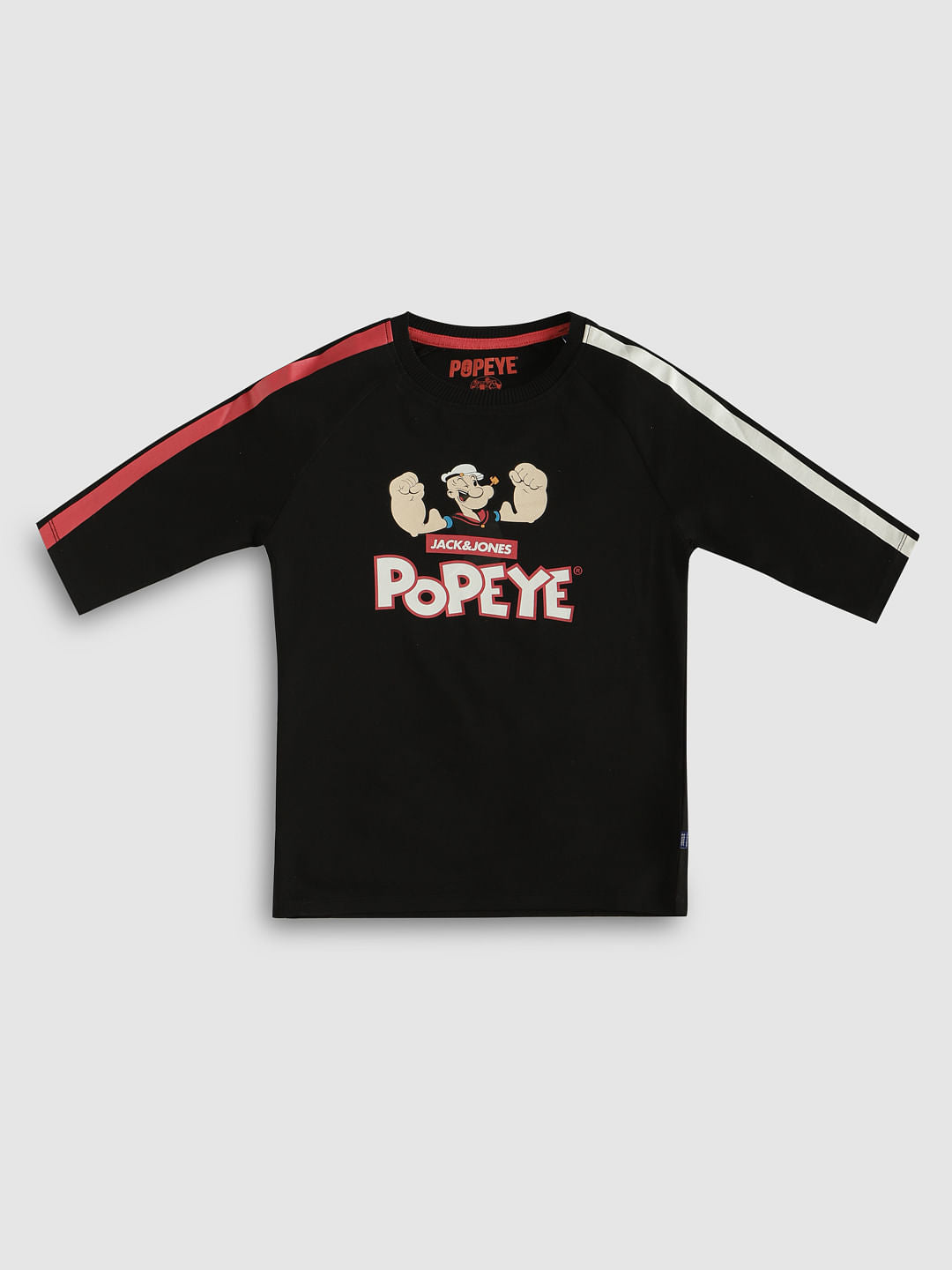Boys X Popeye Black Printed Crew Neck T-Shirt - 128/8Y