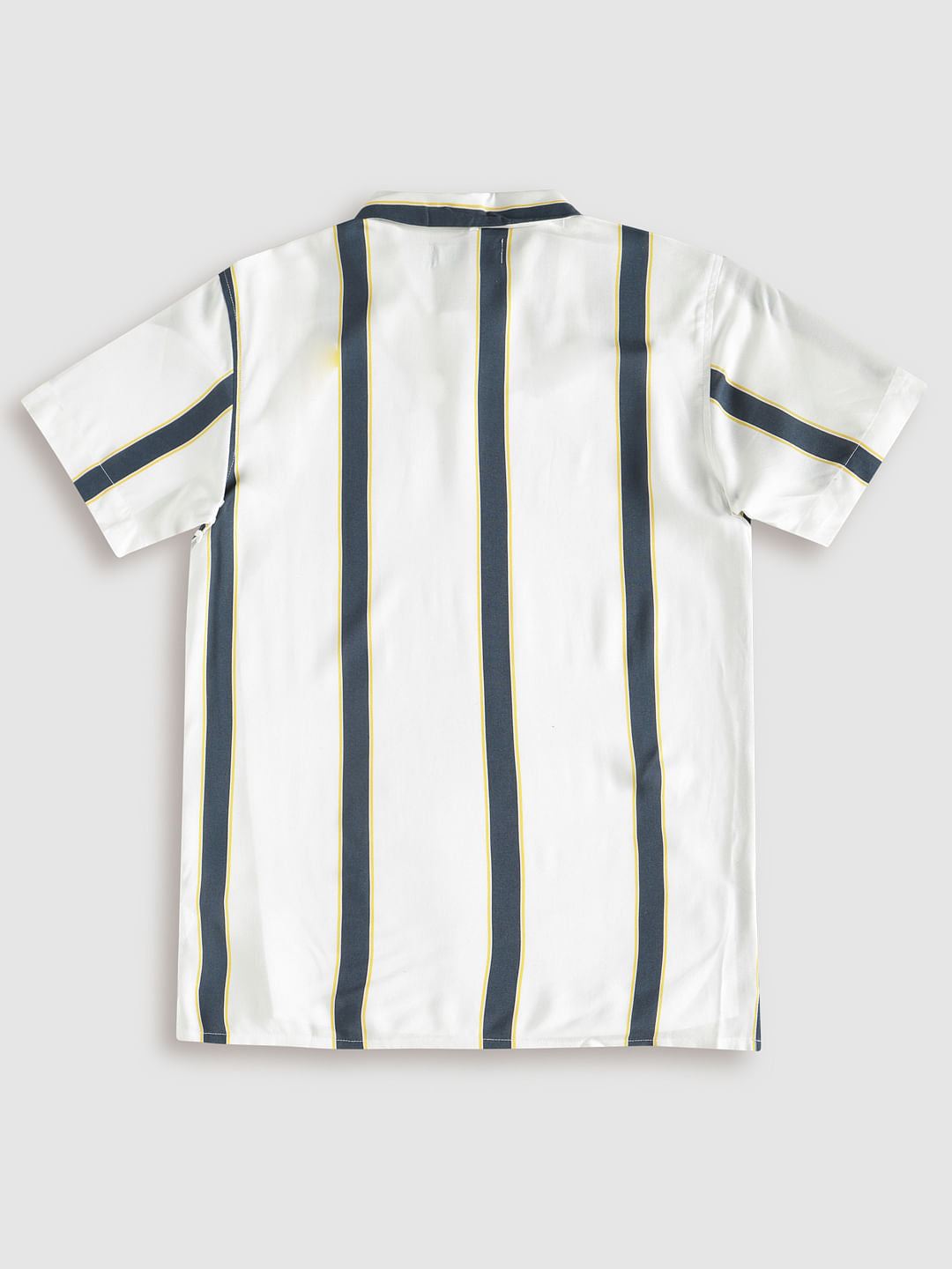 Boys White Striped Short Sleeves Shirt