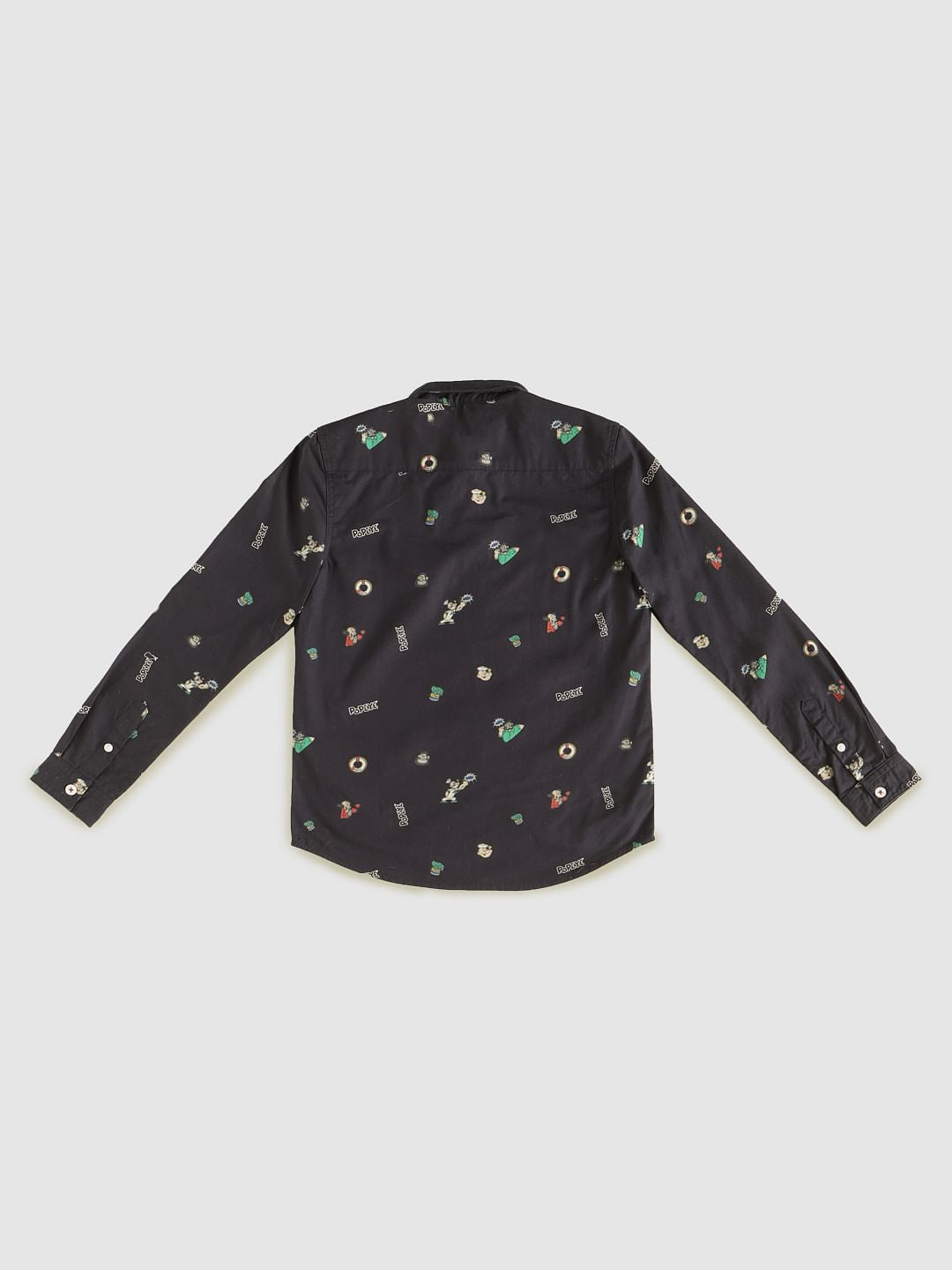 Boys X Popeye Navy Blue Printed Full Sleeves Shirt