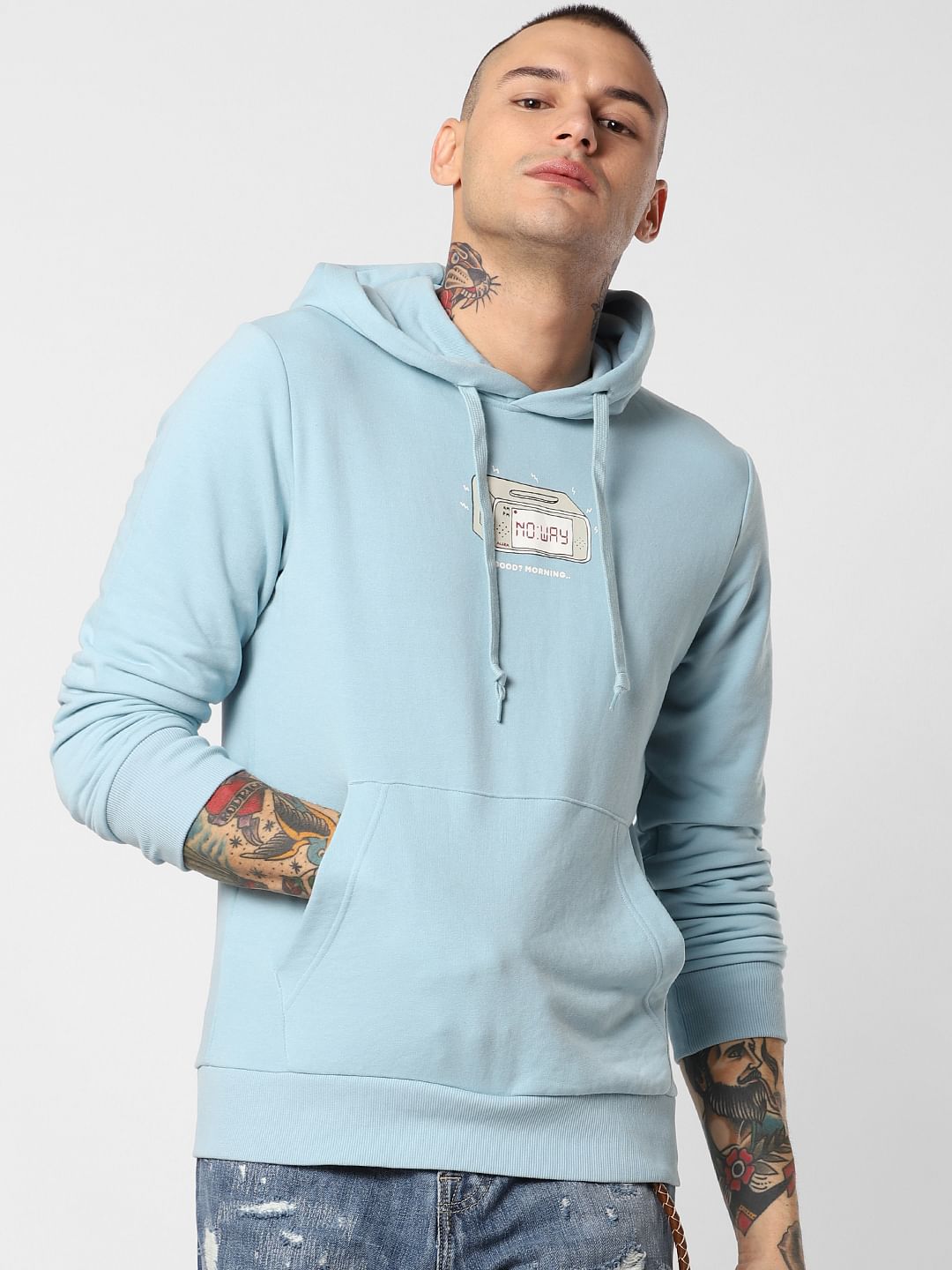 Light Blue Hooded Sweatshirt