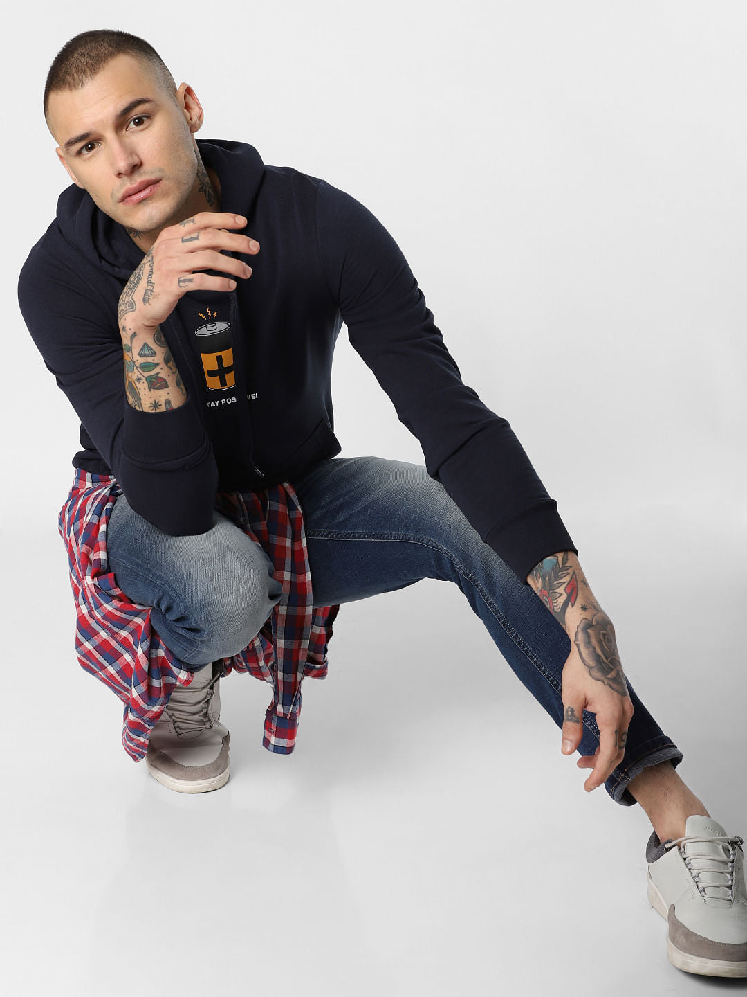 Navy Blue Hooded Sweatshirt
